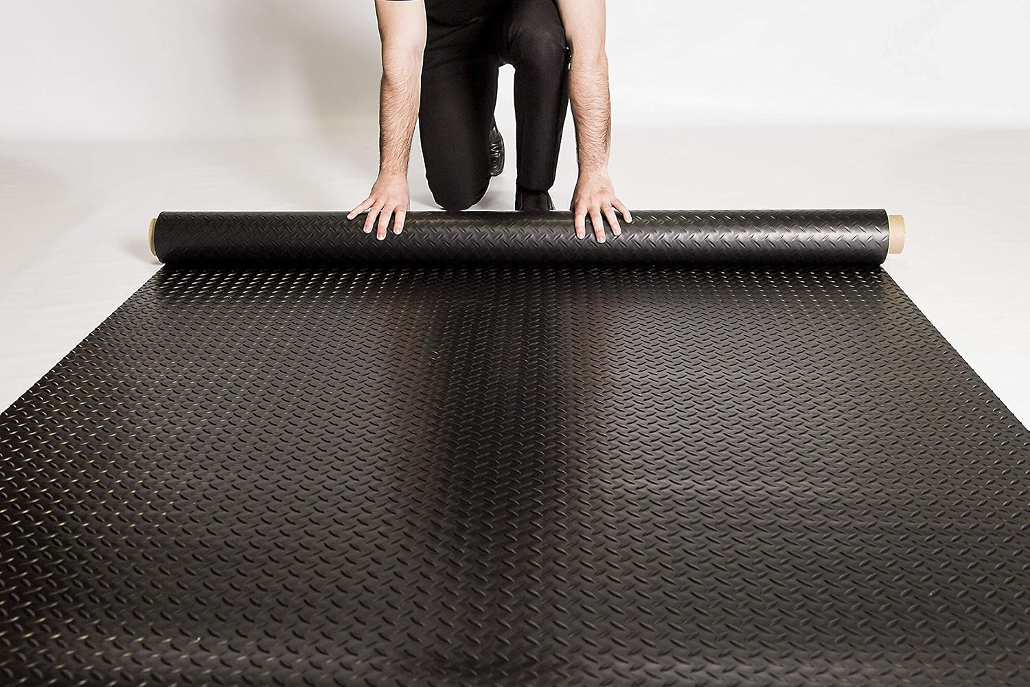 G-Floor Diamond Tread Garage Flooring Mat (7.5' x 17', Midnight Black) - Solid Polyvinyl Construction For Superior Garage Floor Protection