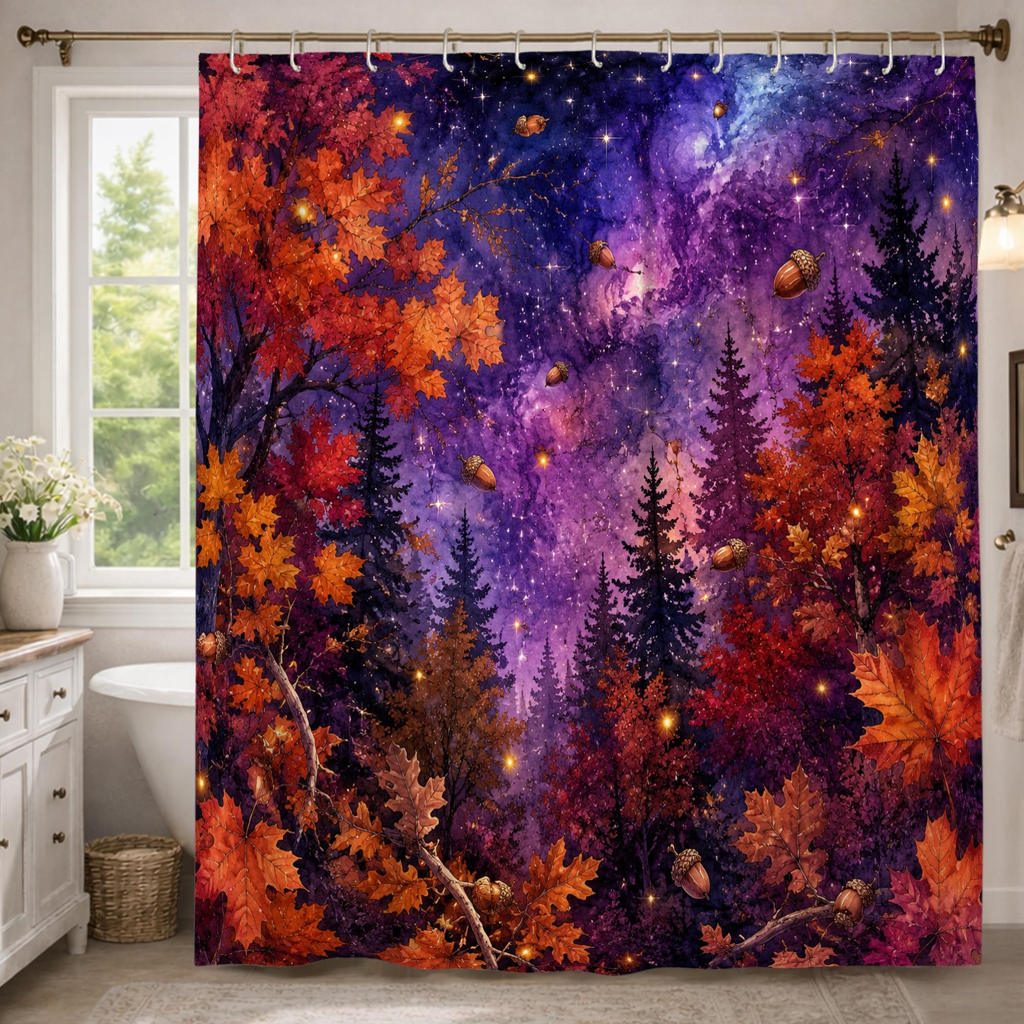 Rideau de douche extra long violet en toile 183x243 cm avec crochets