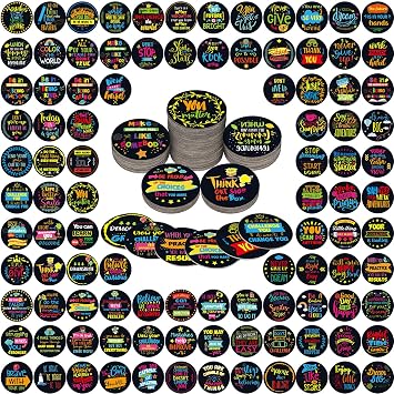 Hungdao 100 Pcs Positive Affirmation Chips Bulk, 2.36 Double Sided Printing Motivational Tokens 100 Inspirational Sayings Kindness Coins Appreciation Gifts Prizes for Students, Classroom, Office