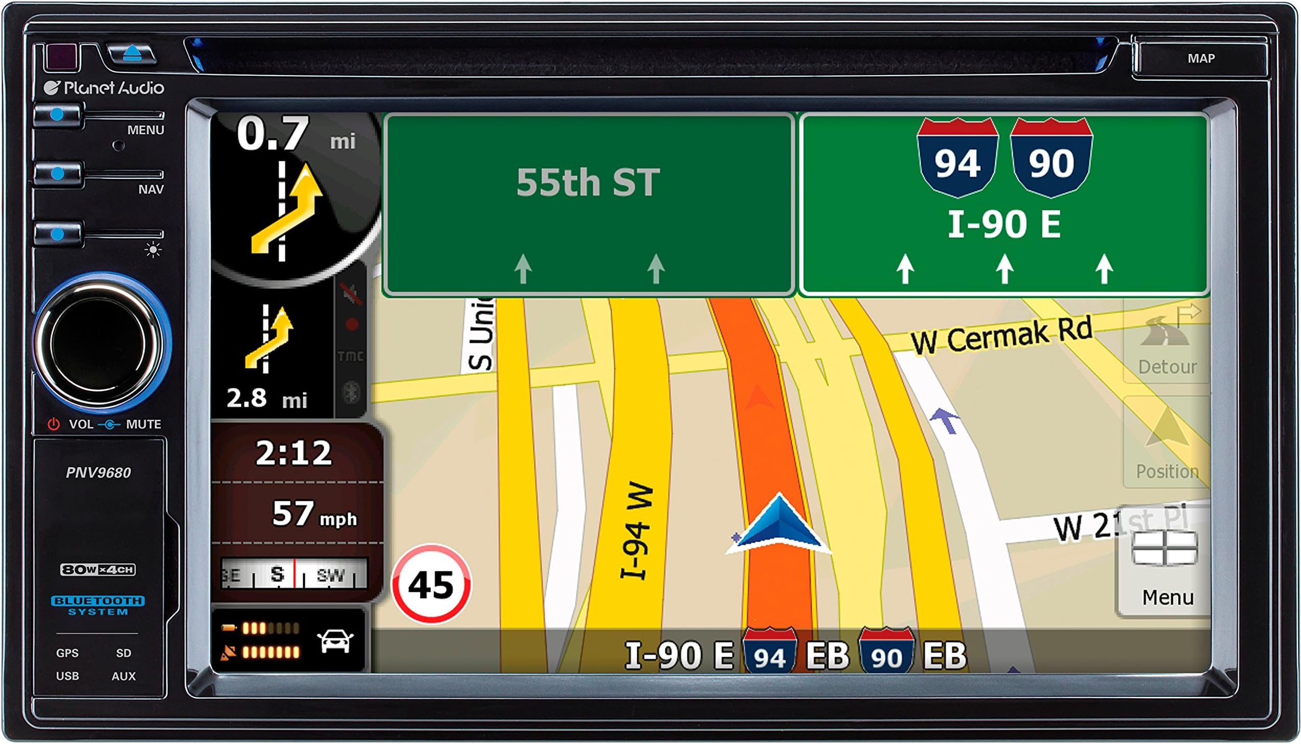 Planet Audio PNV9680 Double-Din 6.2 inch Touchscreen DVD Player, Receiver GPS Navigation, Bluetooth, Wireless Remote