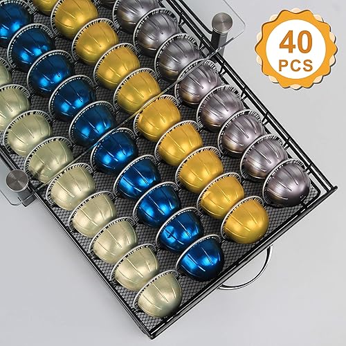 Miniatura 8 de FlagShip Vertuo Soporte de Cápsulas Cajón de Almacenamiento para Organizador de Cápsulas Nespresso Vertuo Bandeja con Estantes de Malla para Soporte