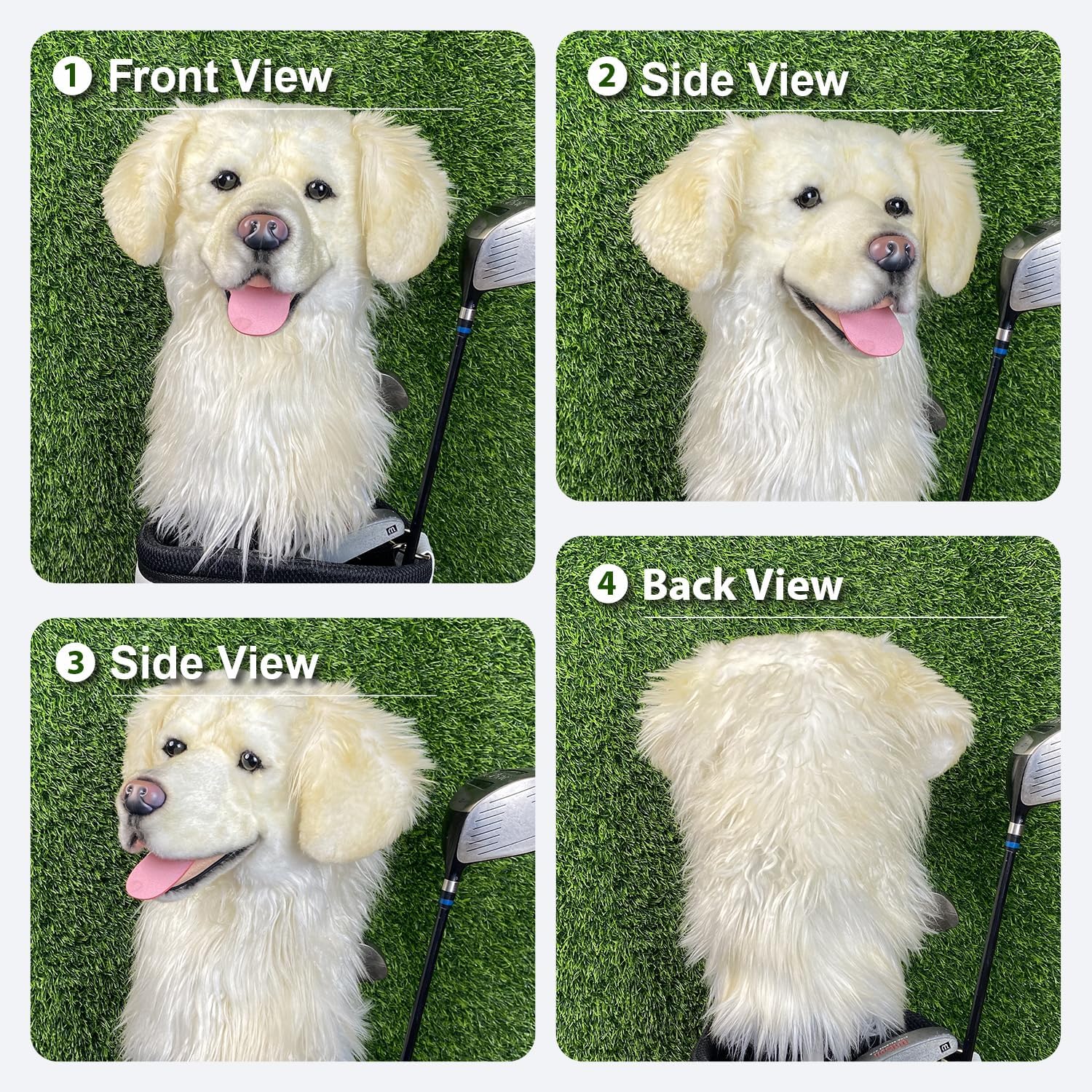 Personalized Pet Driver Golf Headcovers, Teddy-Inspired Textured Accent, Neutral Home Office Decor for Adult Spaces