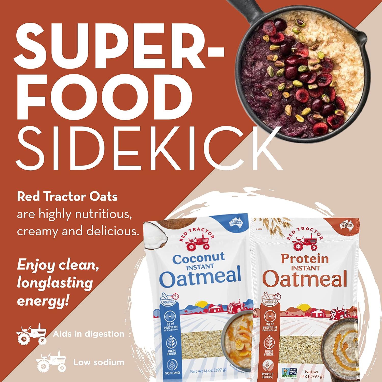Red Tractor Protein Instant Oatmeal 14oz 1 Pack (1 Pack)