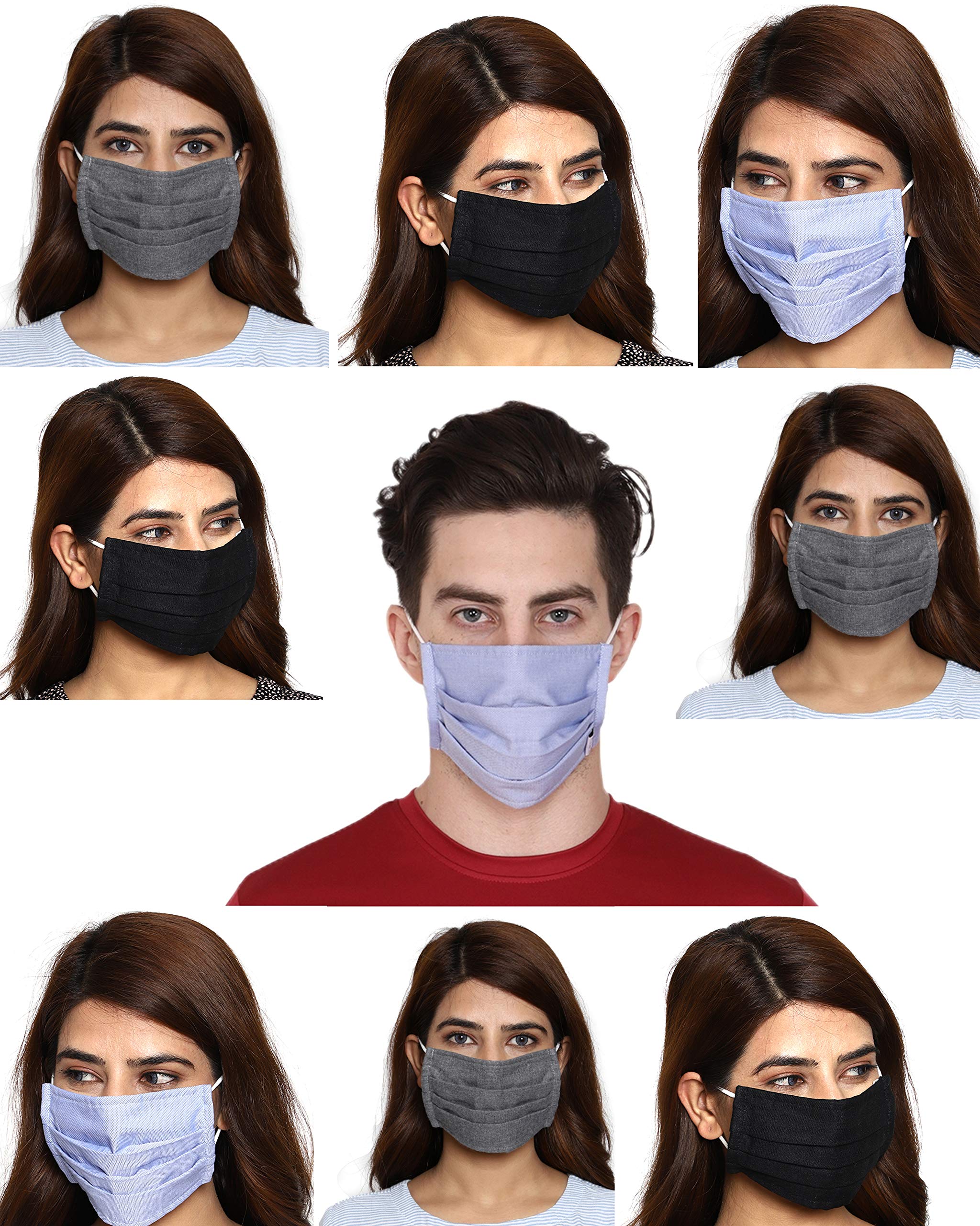 maple Mask for women PACK OF 9 Reusable & Washable 3 Layer Printed Combo Cotton Face Mask for Ladies Men Unisex(Mixed Print and MultiColor)-picture-26