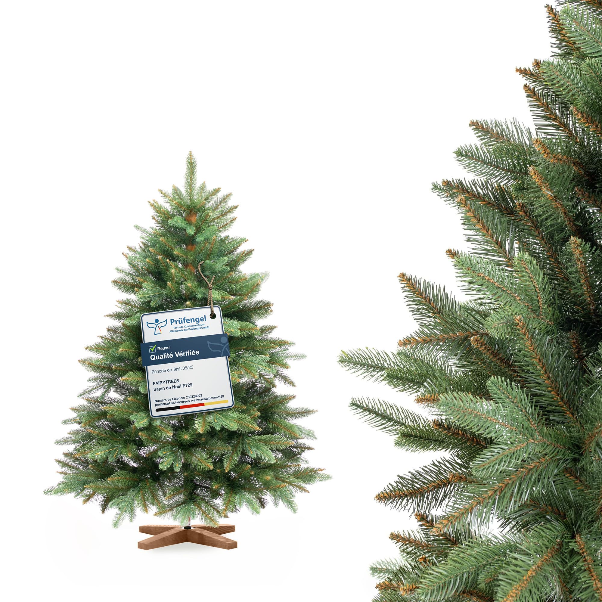 Sapin De Noël Artificiel 120 Cm - Épicéa Scandinave Réaliste Avec Support Bois Et Sac De Rangement - 10