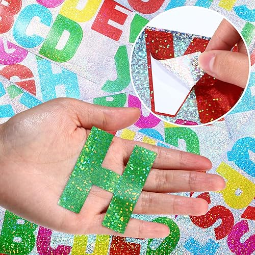 Miniatura 3 de 232 piezas de 24 hojas de calcomanías de letras grandes de 2.5 pulgadas, calcomanías autoadhesivas para tablón de anuncios, tablón de anuncios,