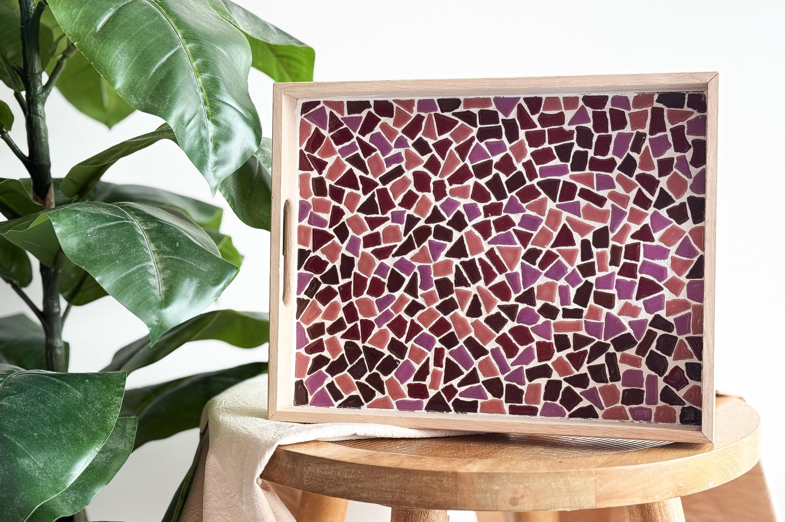 Little Creations Mosaik-Tablett Rosa | DIY Bastelset für Erwachsene | Gestalte Dein eigenes Tablett | 33 x 25 x 5 cm | Nachhaltiges Design | Vielseitige Verwendungsmöglichkeiten
