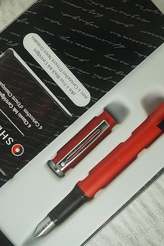 Miniatura 3 de Sheaffer Cruz Premio color rojo mate y pulido citas compacto con perfil cilíndrico mediana Plumín Pluma Estilográfica con 6cartuchos Un Gran Regalo