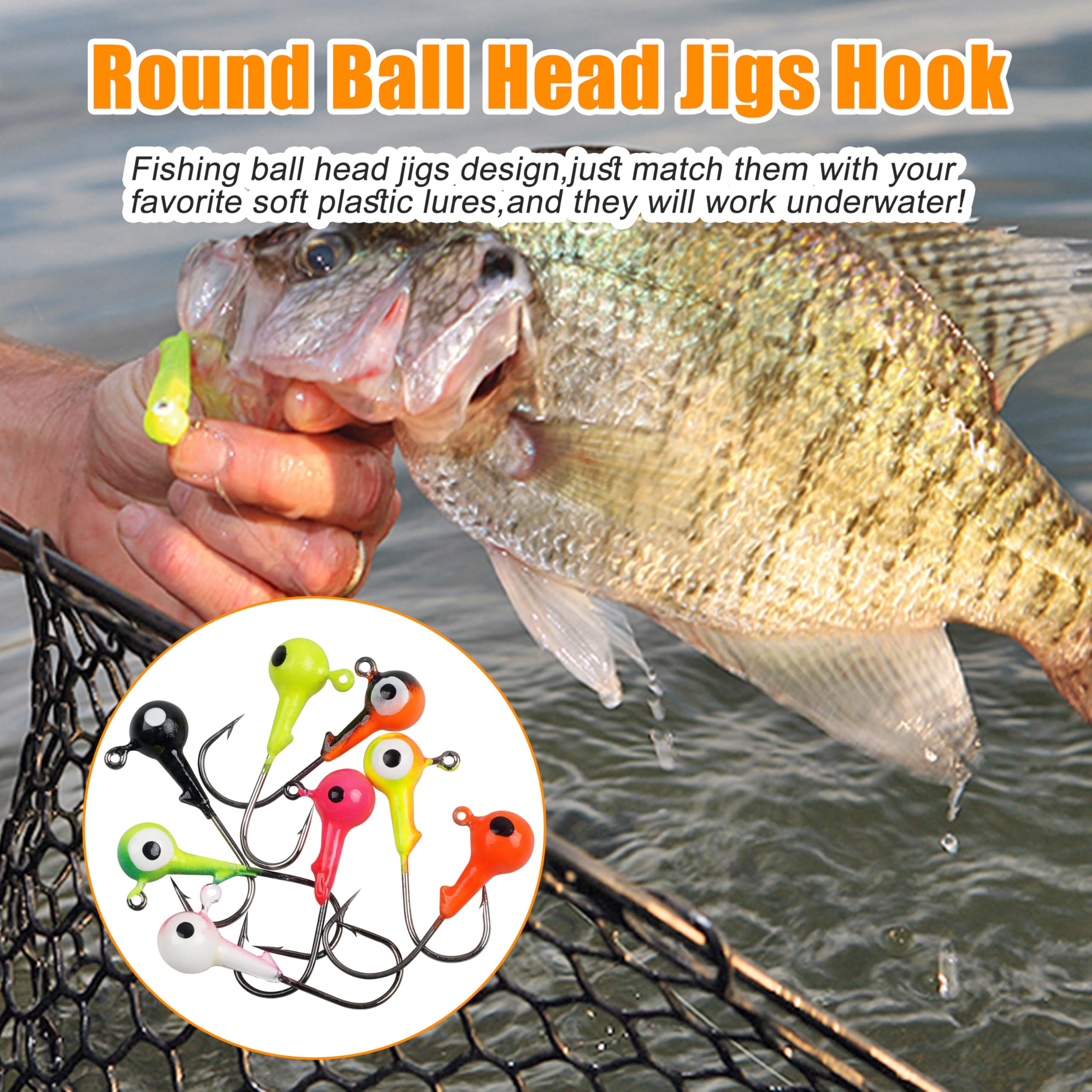 Angelhaken, Jigköpfe, Crappie, Jigköder, Angelköder, Jigkopfköder, sortiert, 1/16 Unzen, 1/8 Unzen, 1/8 Unzen, 1/4 Unzen, 0,9 g