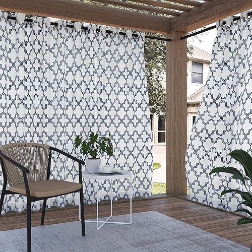Sun Zero Ria Trellis Print - Panel de cortina con ojales para interiores y exteriores, protector UV y eficiencia energética, 54 x 108 pulgadas,