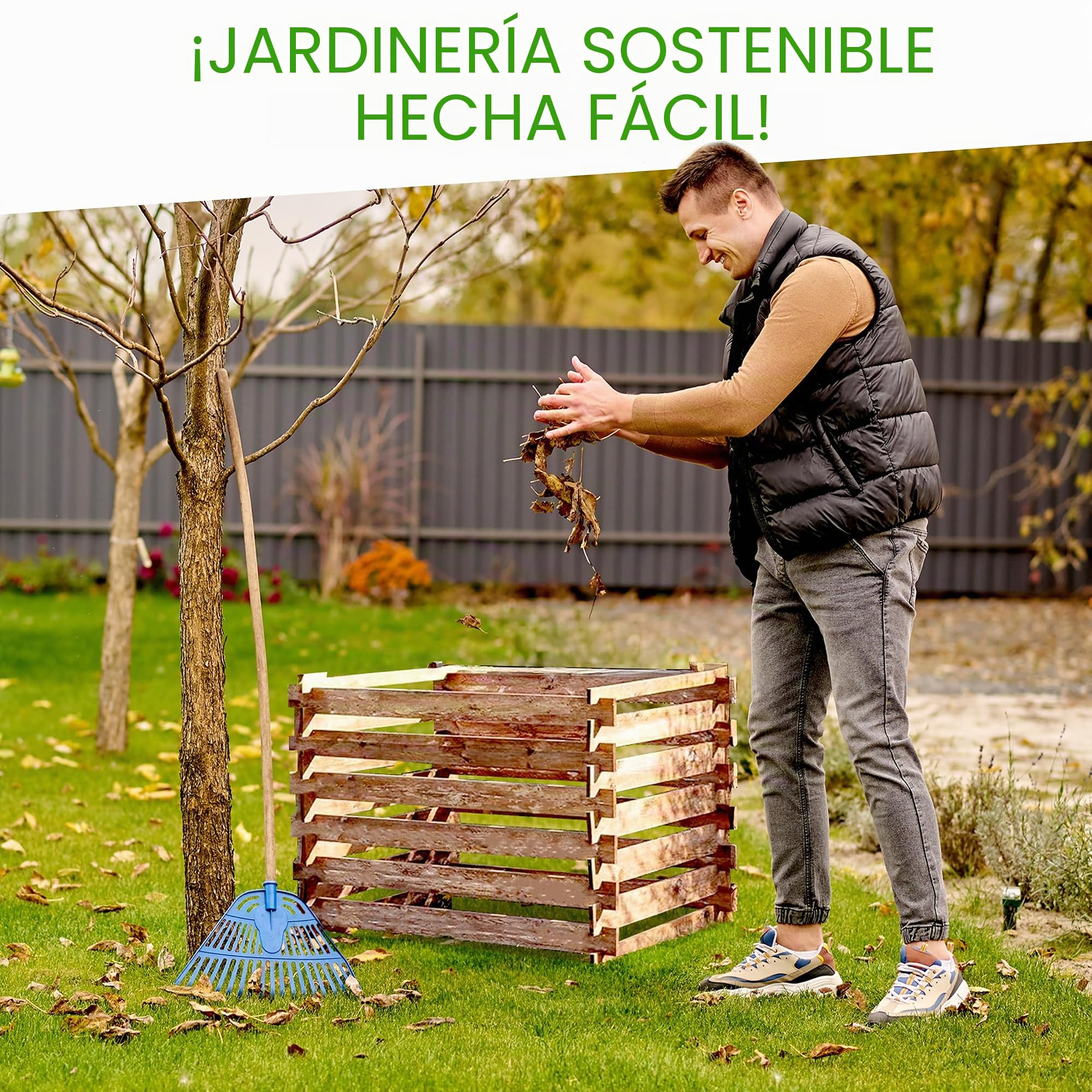Compostador de madera de Gartenwelt Riegelsberger, 90 x 90 x 70 cm de pino marrón impregnado a presión con sistema de ranuras de madera