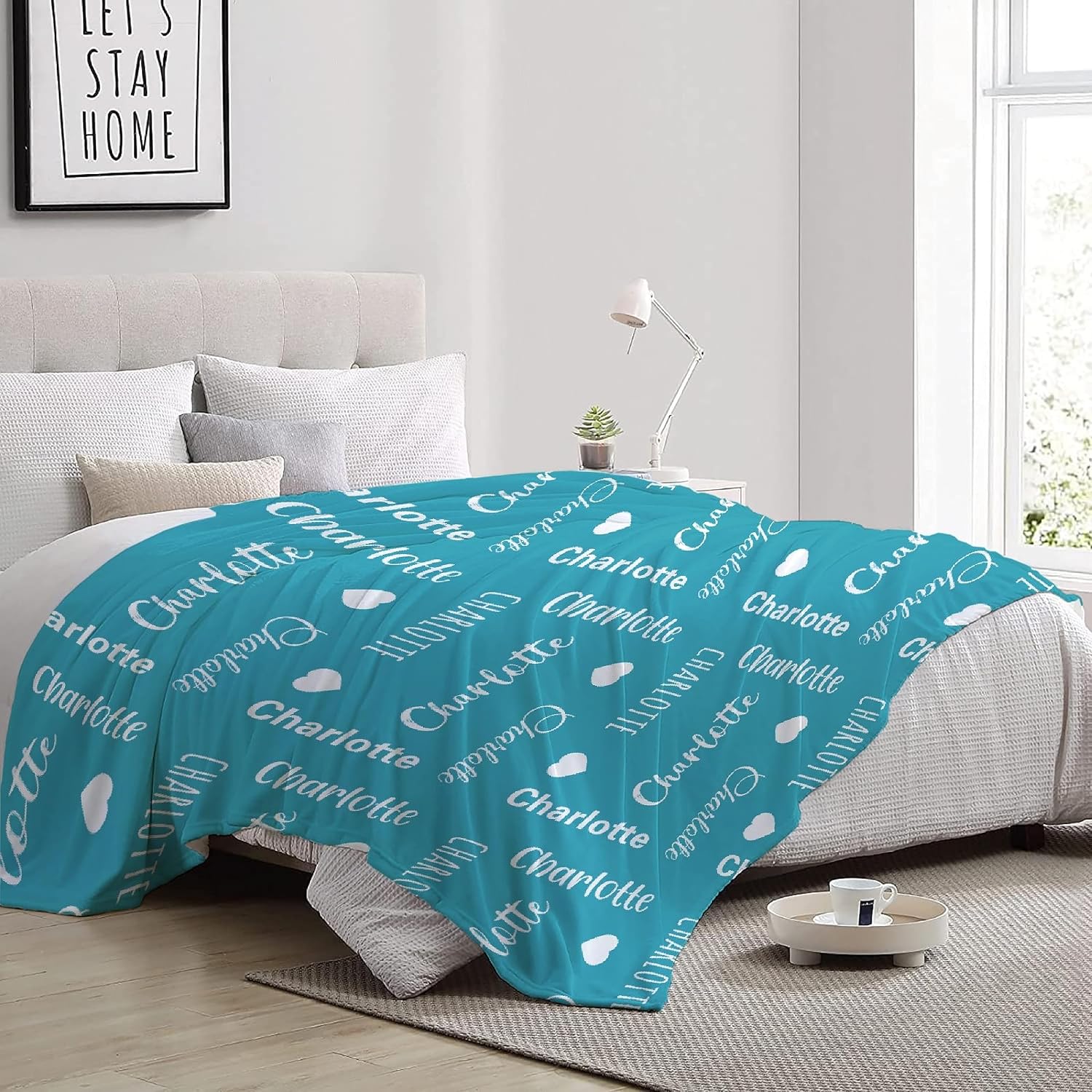 Personalized Love Heart Baby Blanket for Boys Girls Custom Throw Customized Name Swaddle Blanket for Newborn Toddler Kid Soft Fleece Blanket S 50"x40" for Kids