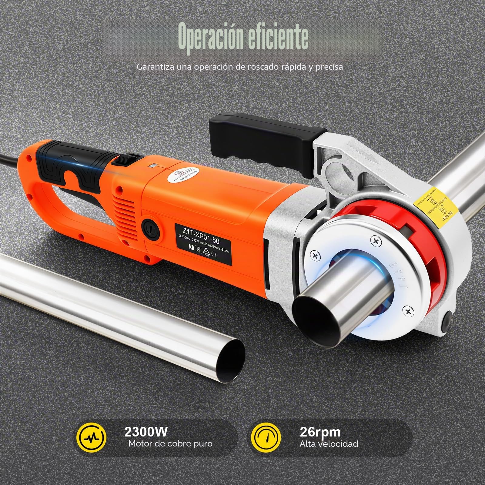Roscadora portátil, Roscadora Manual para Roscadora | Eléctrica de Tubos con Bolsa de Transporte, 6 Matrices 1/2, 3/4, 1, 1-1 / 4, 1-1 / 2, 2, 2300W Power Drive Roscadora de tubos