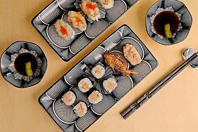 Set de 8 platos cerámicos japoneses para sushi, rectangulares, 10 pulgadas miniatura 5