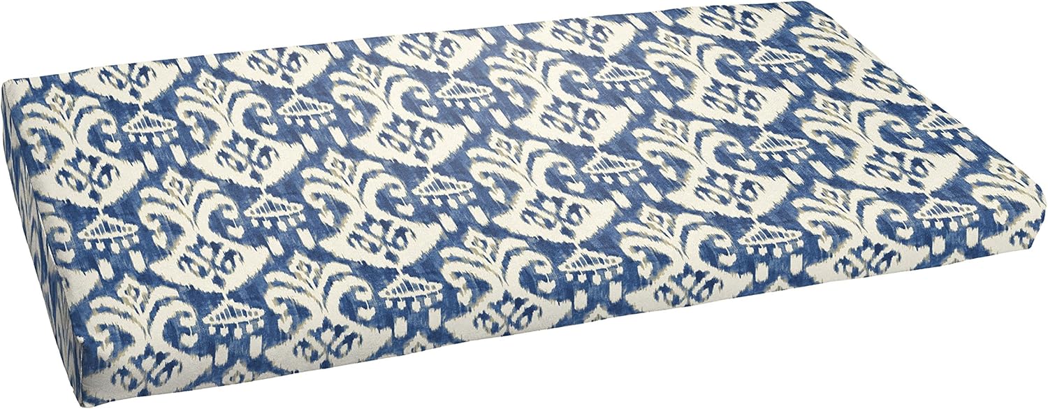 Sorra Home Bristol Bench Cushion with Round Front - Fade & Water Resistant, Outdoor & Indoor Long Patio Cushion with Plush Foam & Seat Ties - Rivoli Indigo (48" x 19" x 3")