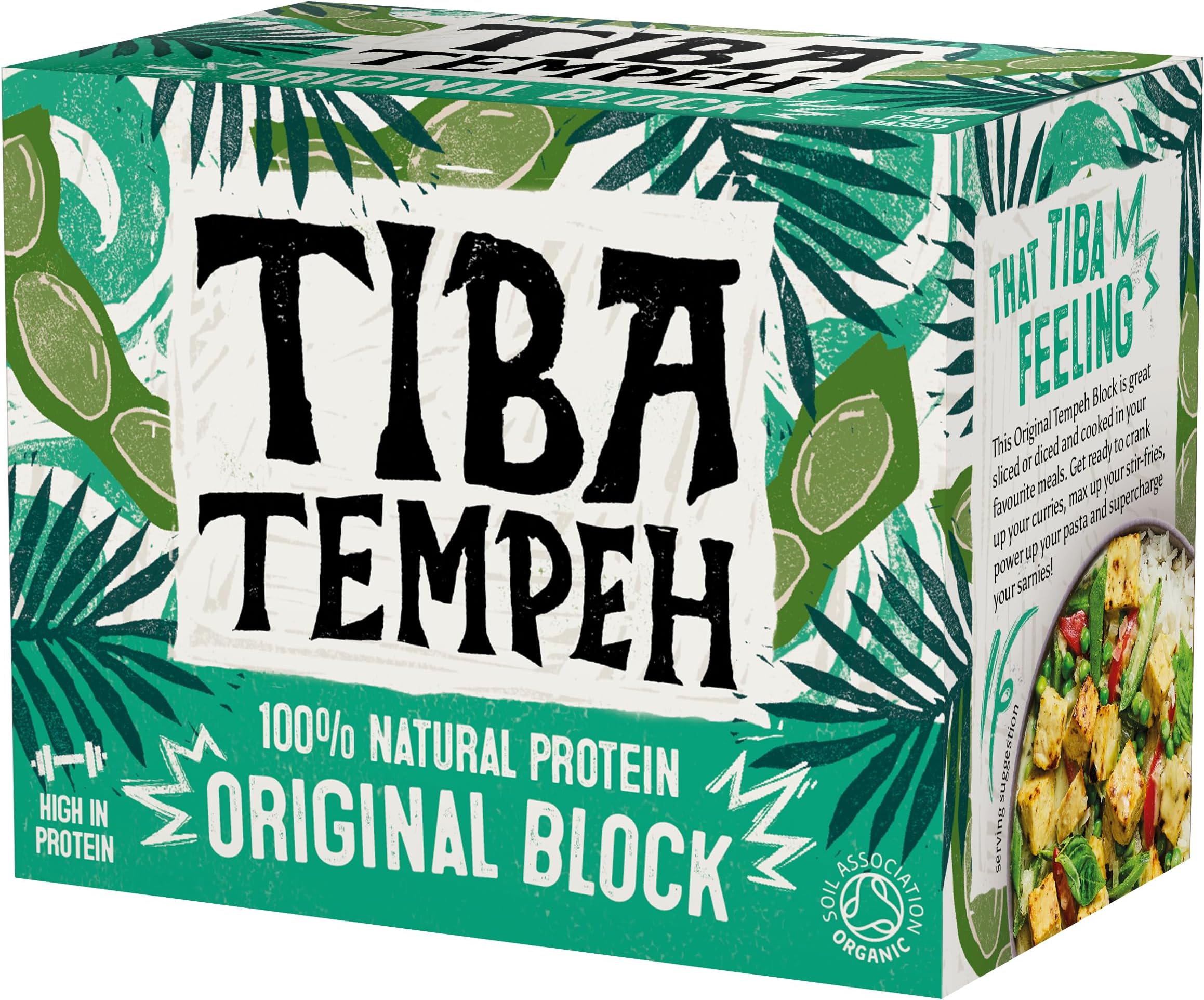 Tiba Tempeh Organic Original Block 200g. Natural Plant-Based Protein.