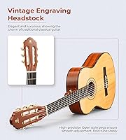 Vista 2 de Guitarra Clásica 36" 3/4 Estilo Español Guitarra Clásica, Guitarra de Cuerdas de Nylon de 36 Pulgadas Ideal para Principiantes Adolescentes Adultos