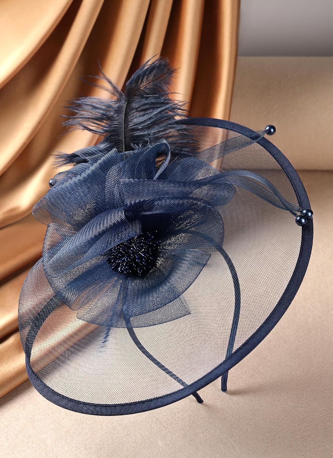 Feather Tea Party Fascinator - 2026 Derby Hat with Hairpin, 1920s 50s Hats for Women, 11.81 “x9.84” - Image 5