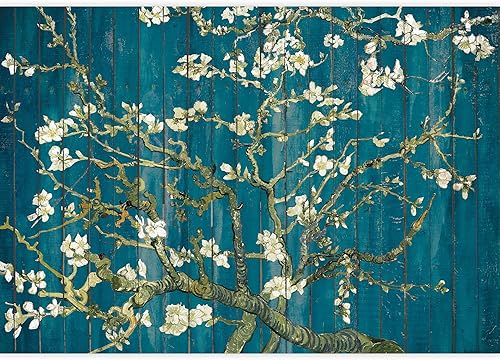 Vista 41 de Wall26 - Papel tapiz en color cobre con estampado de "Almendro en flor" de Vincent Van Gogh Verde azulado "Flor de almendra