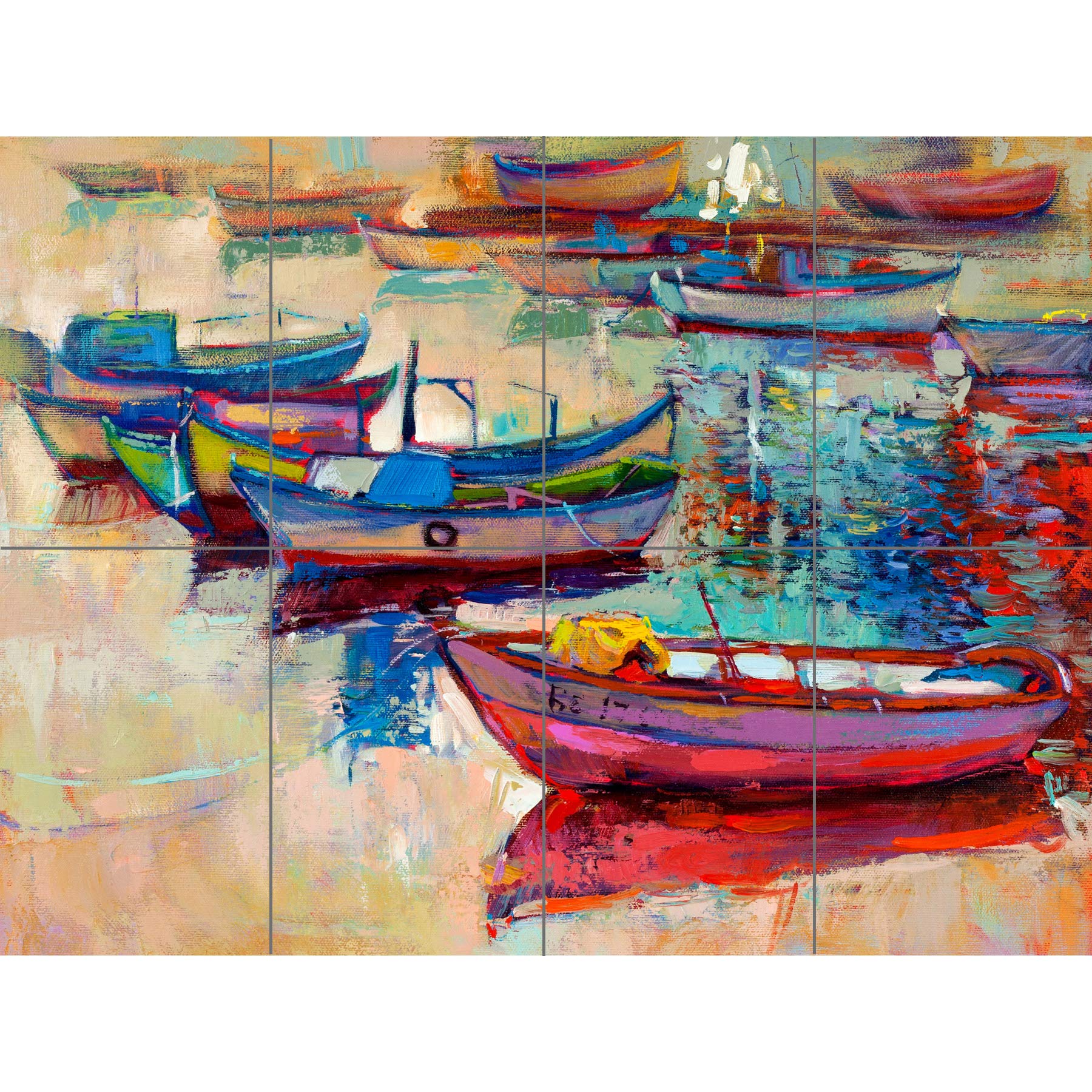 Artery8 Boats And Ocean Painting XL Giant Panel Poster (8 Sections)