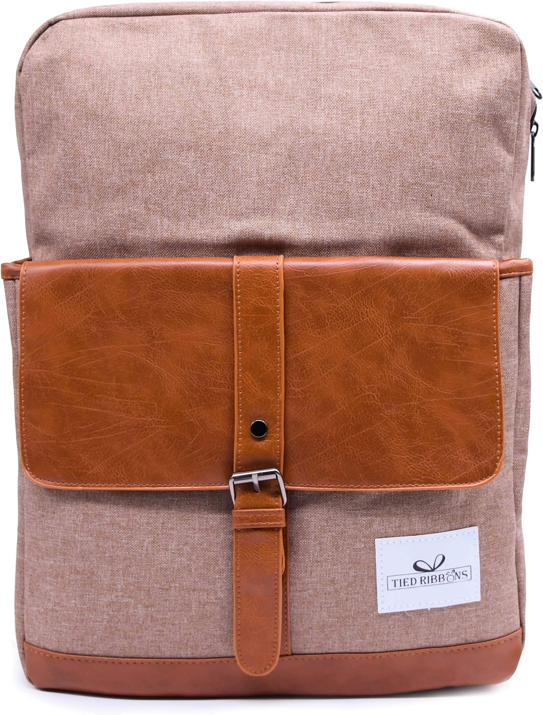 TIED RIBBONS Men's Vintage Canvas Leather Backpack (Multicolour)
