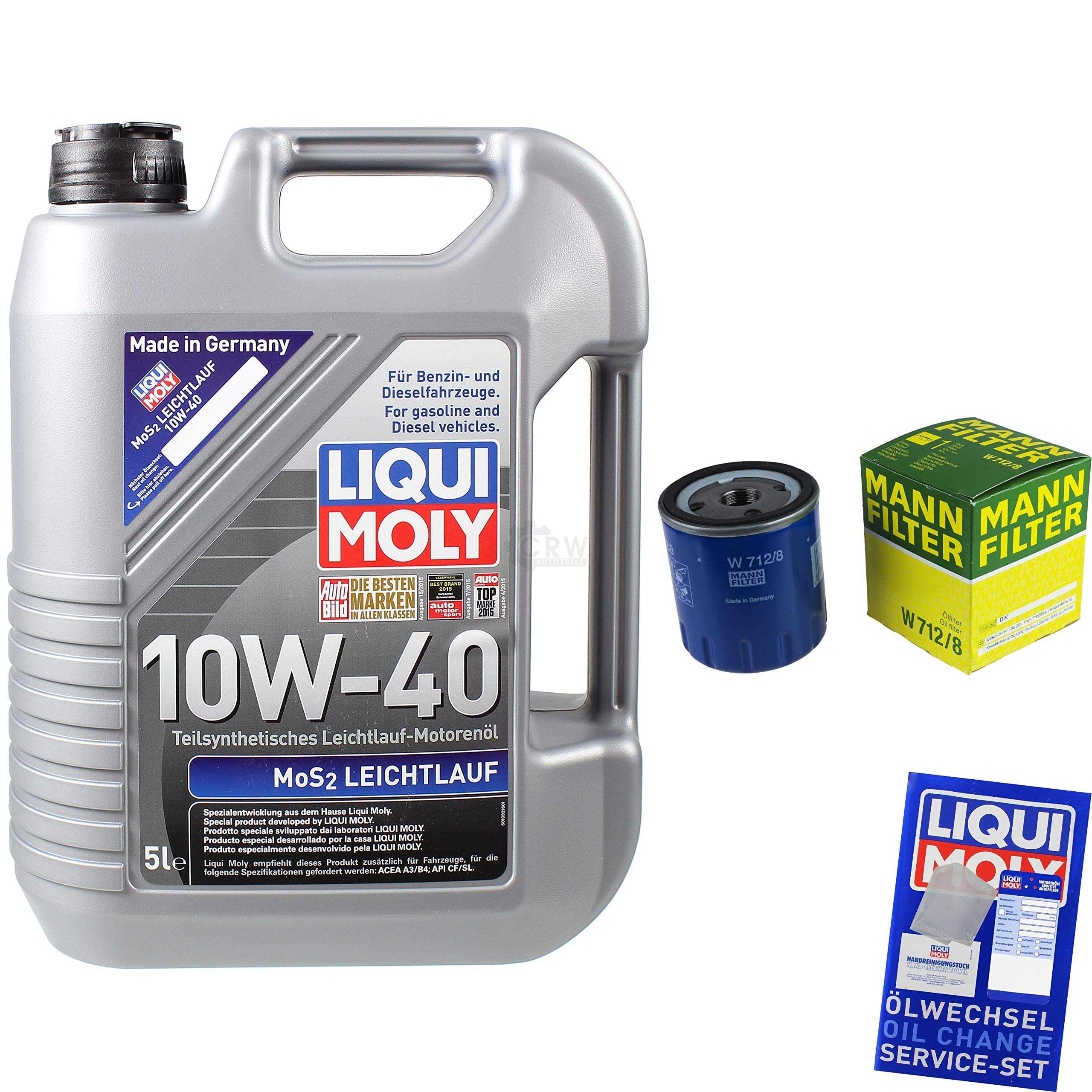 Filter Set Inspektionspaket 5 Liter Motoröl MoS2 Leichtlauf 10W-40 Ölfilter