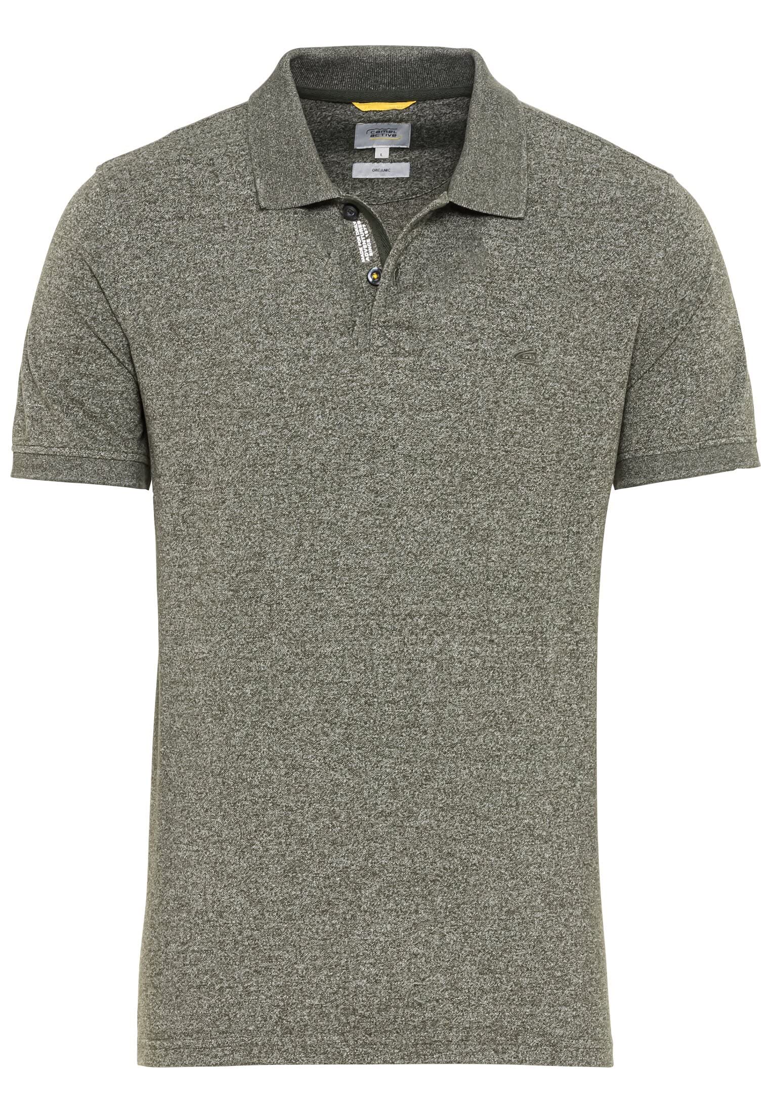 camel active Herren Kurzarm Poloshirt Regular Fit | Basic Poloshirt aus nachhaltigem Baumwollmix in Grau Blau Dunkelgrau und Grün