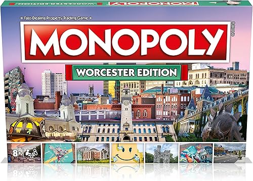 Miniatura 2 de Monopoly Board Game Worcester Edition: 2-6 jugadores Juegos de mesa familiares para niños y adultos, juegos de mesa para niños de 8 años en