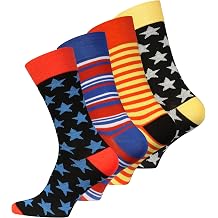 Vincent Creation 4 or 8 Pairs Original Men's Socks Trendy Socks Stars and Stripes One Size UK 6-11