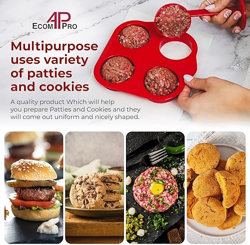 Miniatura 3 de Patty & Cookie Shaper - Juego de cocina, moldes innovadores para dar forma a la prensa de hamburguesas de carne y hornear galletas, 2 cucharas