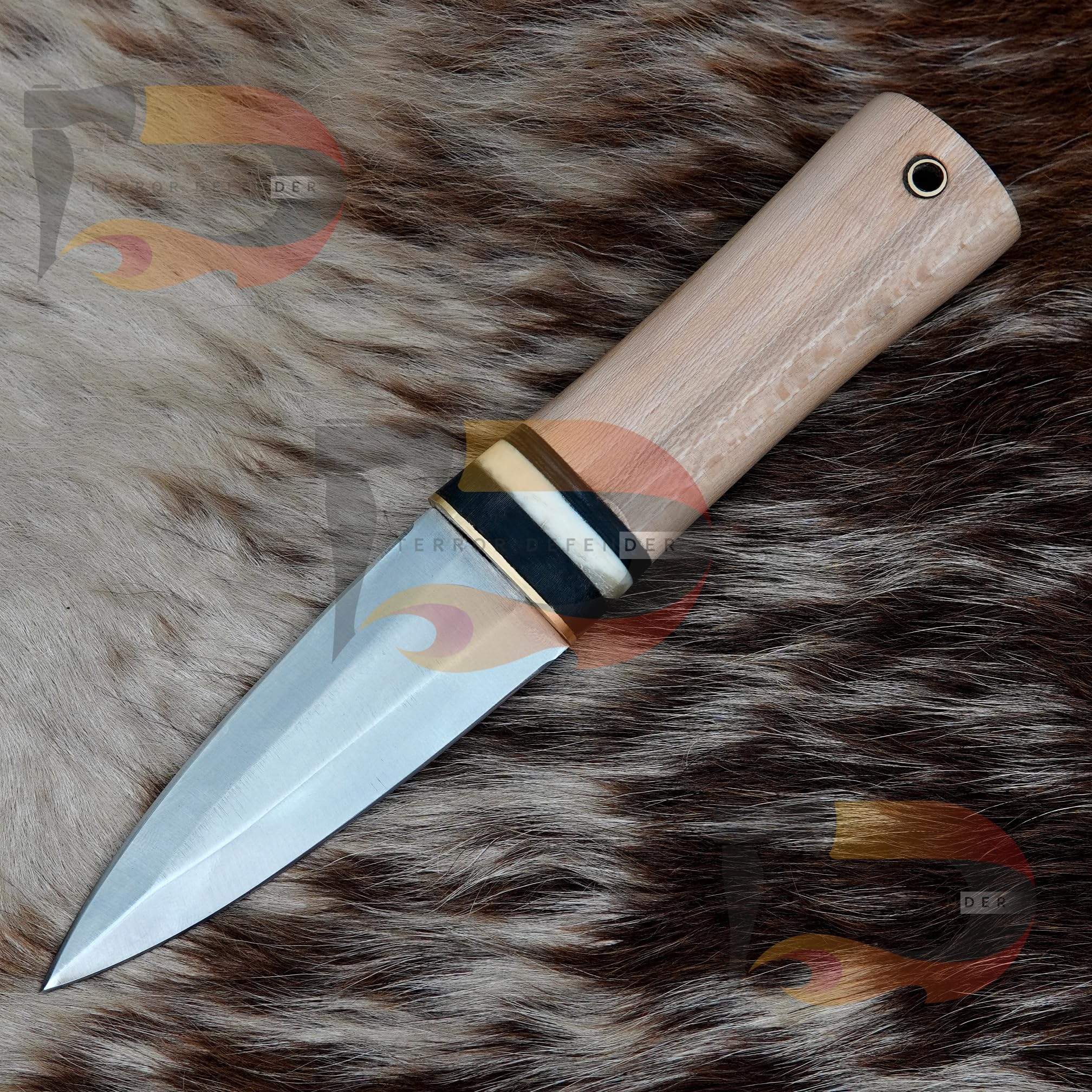 8''inch Beautiful Handmade Stainless Steel Sgian Dubh Scottish Hunting Dirk Knife Fancy Camel Bone Handle Comes With Pure Leather Sheath