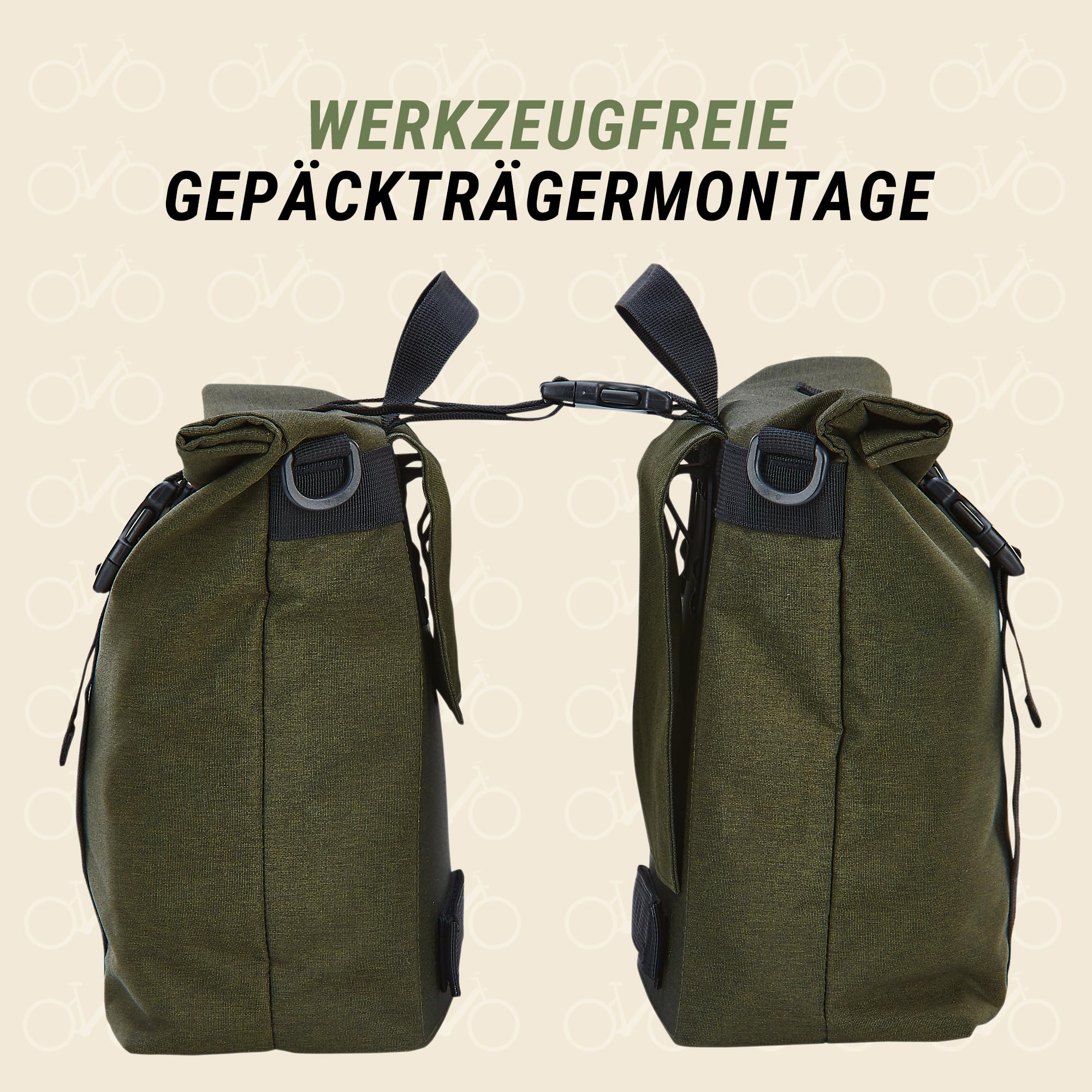 Prophete Doppelpacktasche, 2 x 10 Liter, Wasserabweisend, 29,5 x 12 x 26 cm, Grün