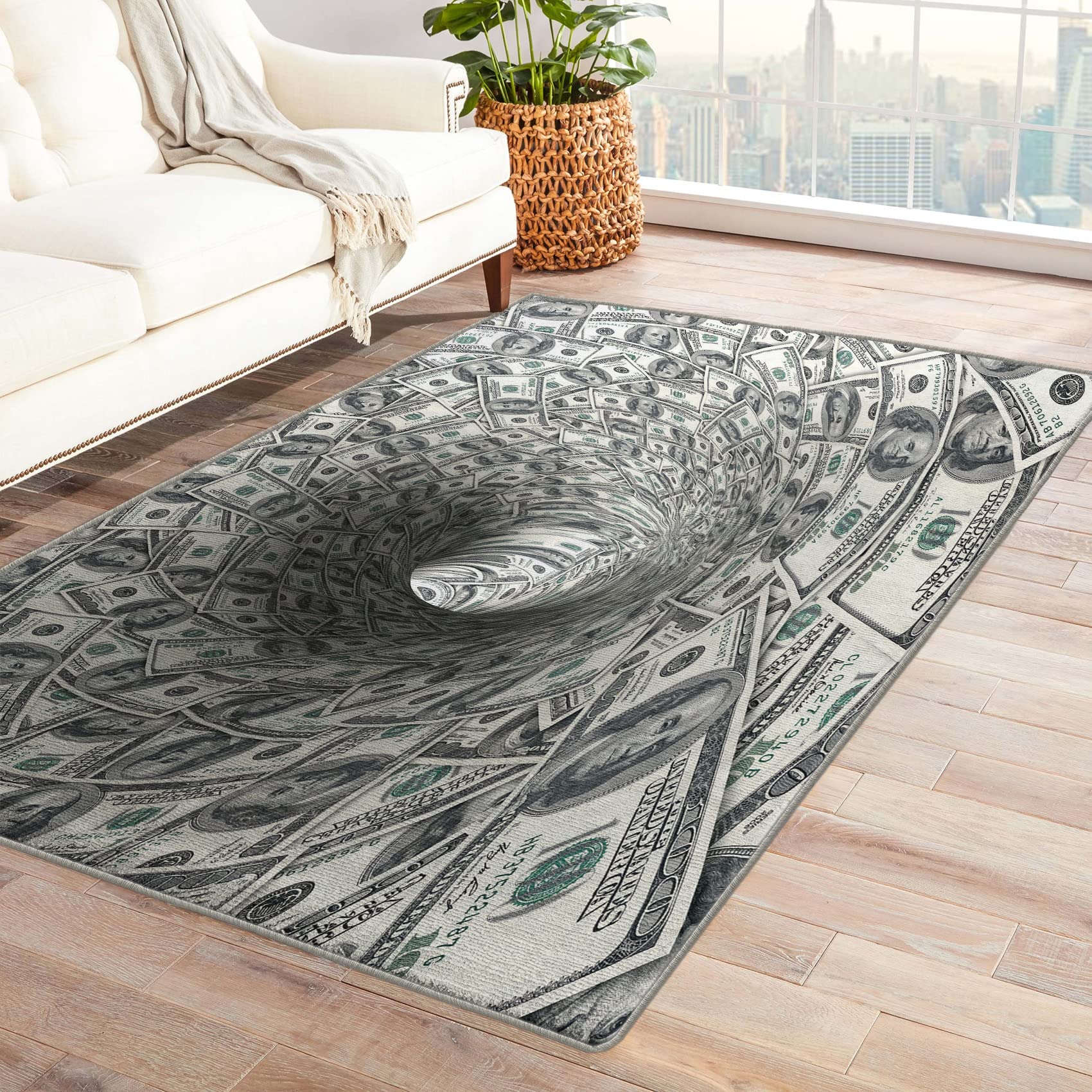 Amazon.com: ZDABAOEC 4x6 Rug, Money Rug, Washable Area Rugs for  