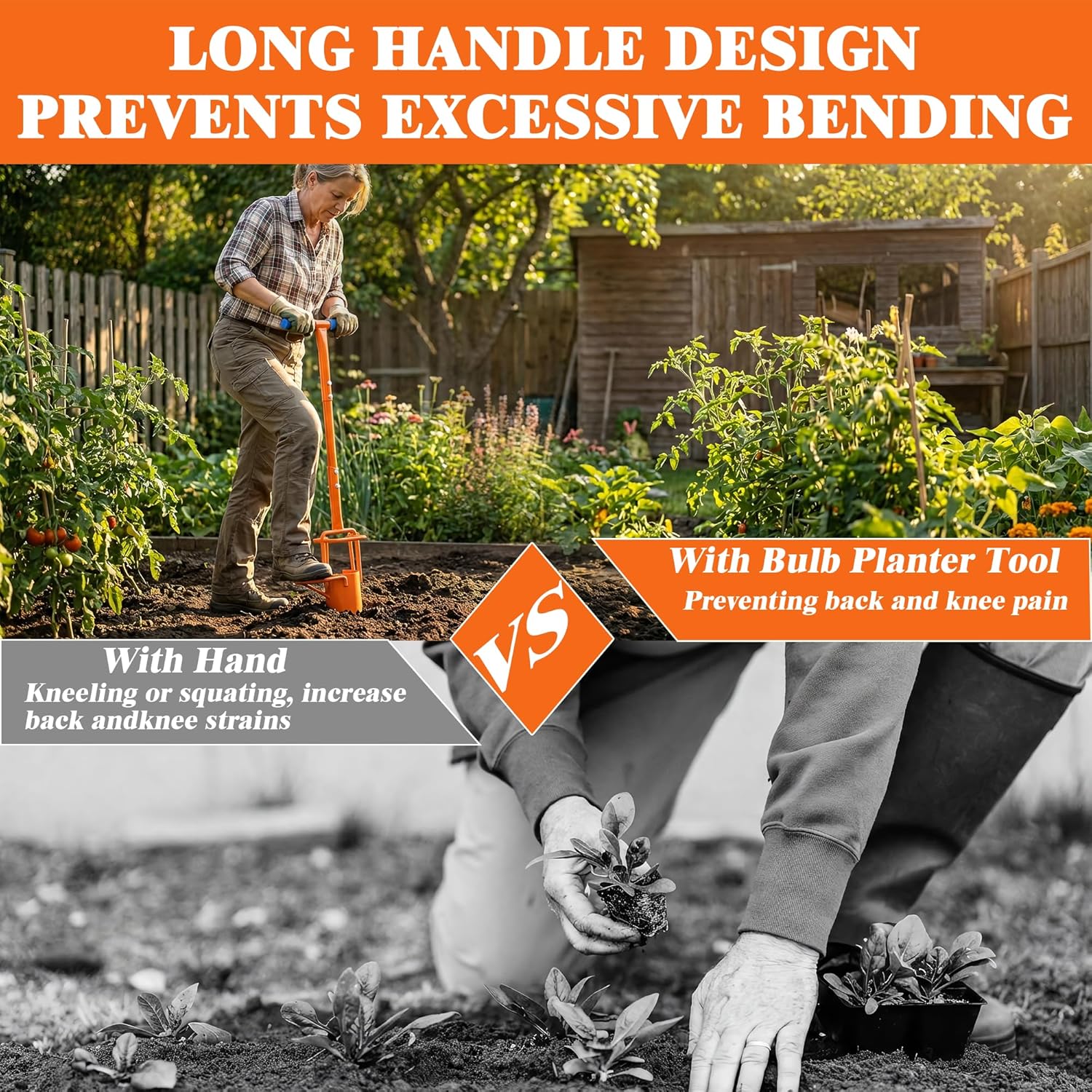 glorousamc Bulb Planter, Weeder, Sod Plugger, Flower Planting, Soil Sampler-5-IN-1 Lawn Tool and Garden Tool - Enhanced Bottom Edge for Easier Penetration, 33.5 Inch（A）