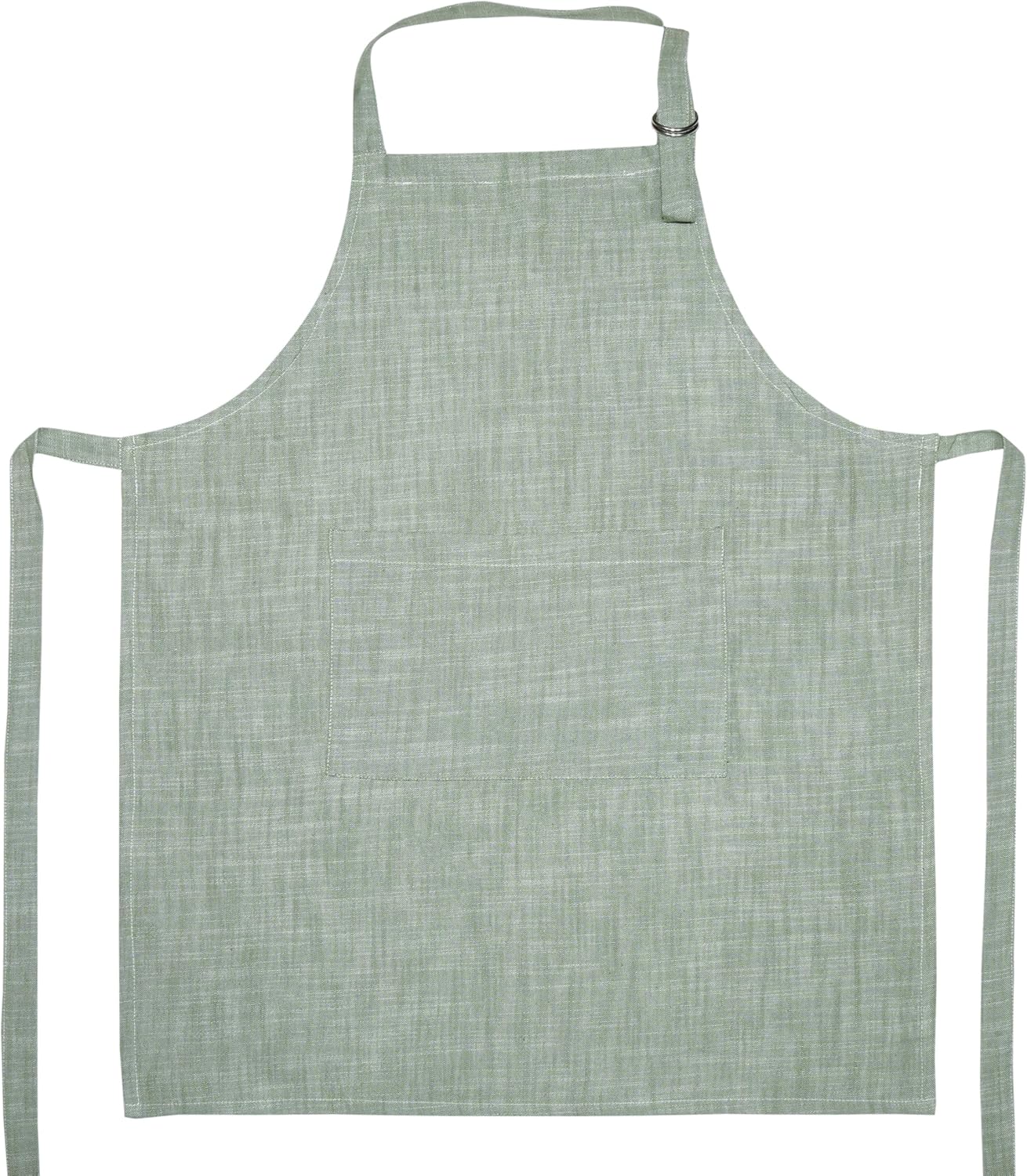 100% Cotton Chambray Apron with Pocket and Adjustable Neck with Long Ties Apron 25" X 31" for Women Men Chef Cooking, Baking, Gardening, Green
