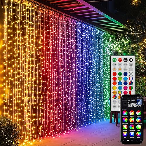 Dazzle Bright 300-Tira 300 luces LED navideñas luces RGB impermeables que cambian de color con control remoto y aplicación para dormitorios,