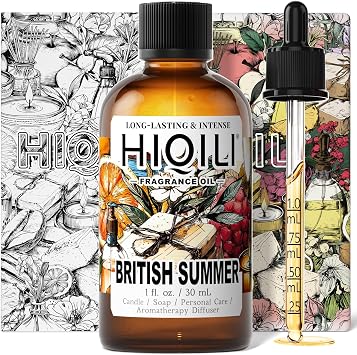 HIQILI British Summer Fragrance Oil for Diffuser,Candle&Bath Soap Craft | Fragrance Oil for DIY Candles,Soap&Bath Bombs, long lasting soft aroma for daily home diffuser use-30mL/1 fl.oz