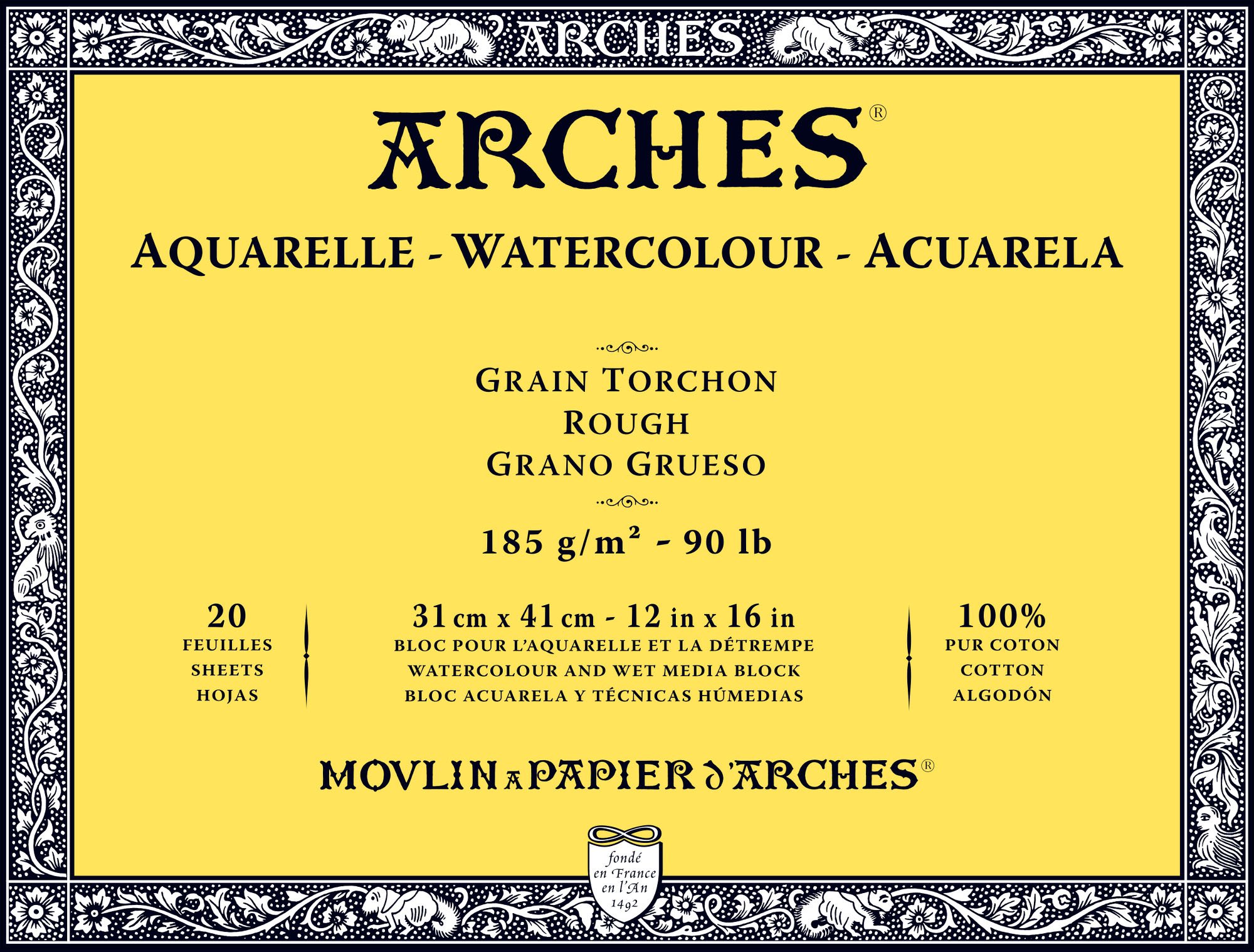 Arches - Papel de acuarela, bloc 12 hojas engomado 1 lado, grano fino, 300 g/m², 23 x 31 cm — view 10