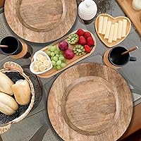 Vista 8 de Lightnpro - Platos llanos de madera natural, tablas redondas de madera para charcutería, platos para servir alimentos, bandeja de queso, plato
