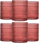 JOVGANK Brown Vintage Hobnail Drinking Glasses Set of 6, Embossed Water Tumbler 12oz, Kitchen & Bar Beaded Glass Cups, Beverage Glass Cups for Water, Beer, Juice, Housewarming and Mother's Day Gift