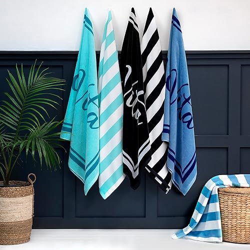 Miniatura 6 de Martha Stewart Cabana - Juego de 2 toallas de playa de 100 % algodón turco de lujo con calidad de spa y hotel, 450 GSM, de 40 x 72 pulgadas, suaves,