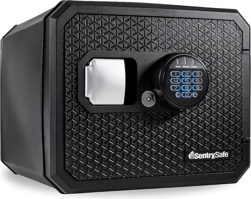 SentrySafe Fireproof and Waterproof Large Safe with Digital Keypad, Override Key, and Adjustable Shelf for Home, Dorm, or Office, 0.81 Cubic Feet, FPW082HSB