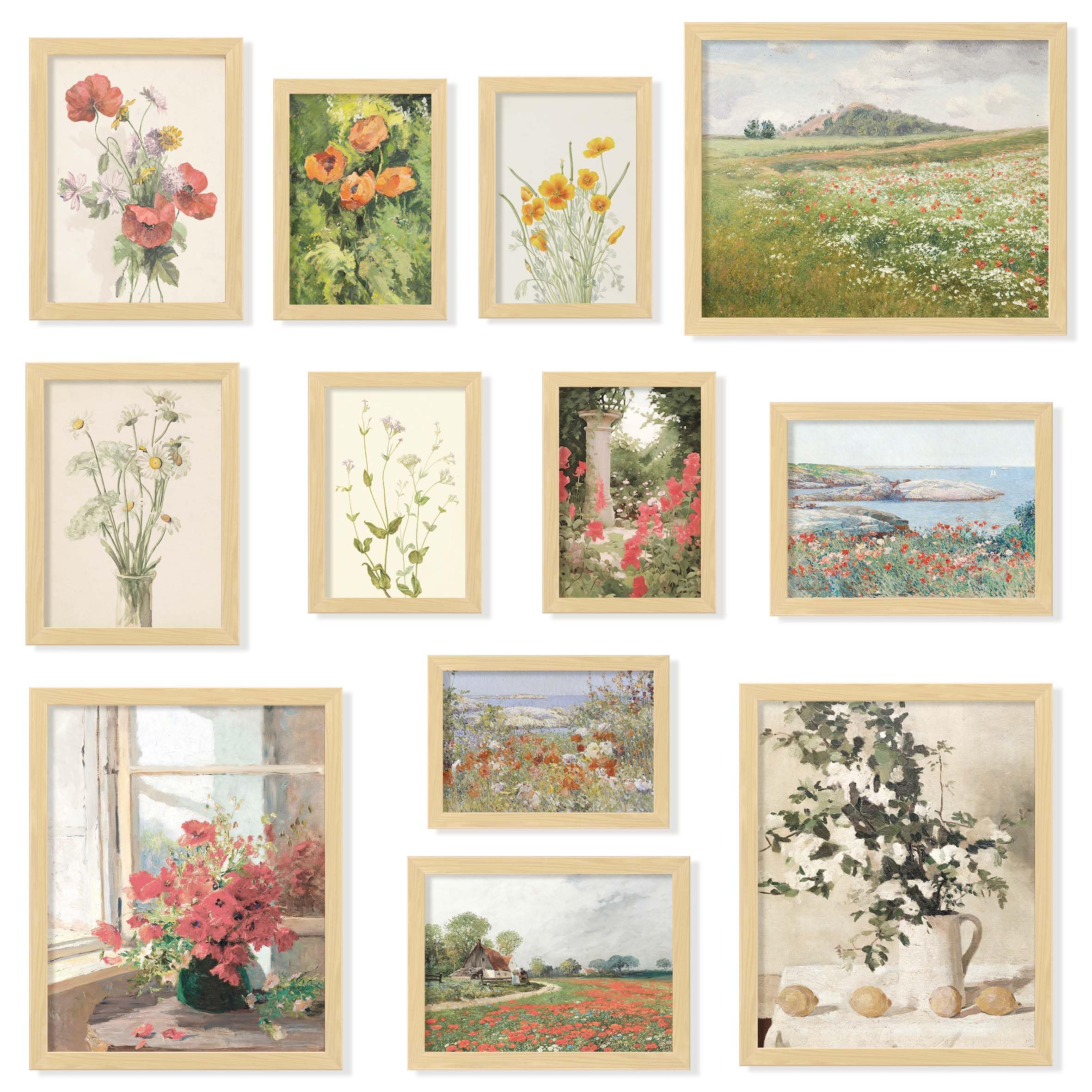 97 Decor Vintage FRAMED Wall Art - Framed Vintage Wall Art Prints, Vintage Posters For Room Aesthetic, Lanscape Prints For Wall Decor, Moody Gallery Wall Pictures Botanical Paintings For Home Bedroom