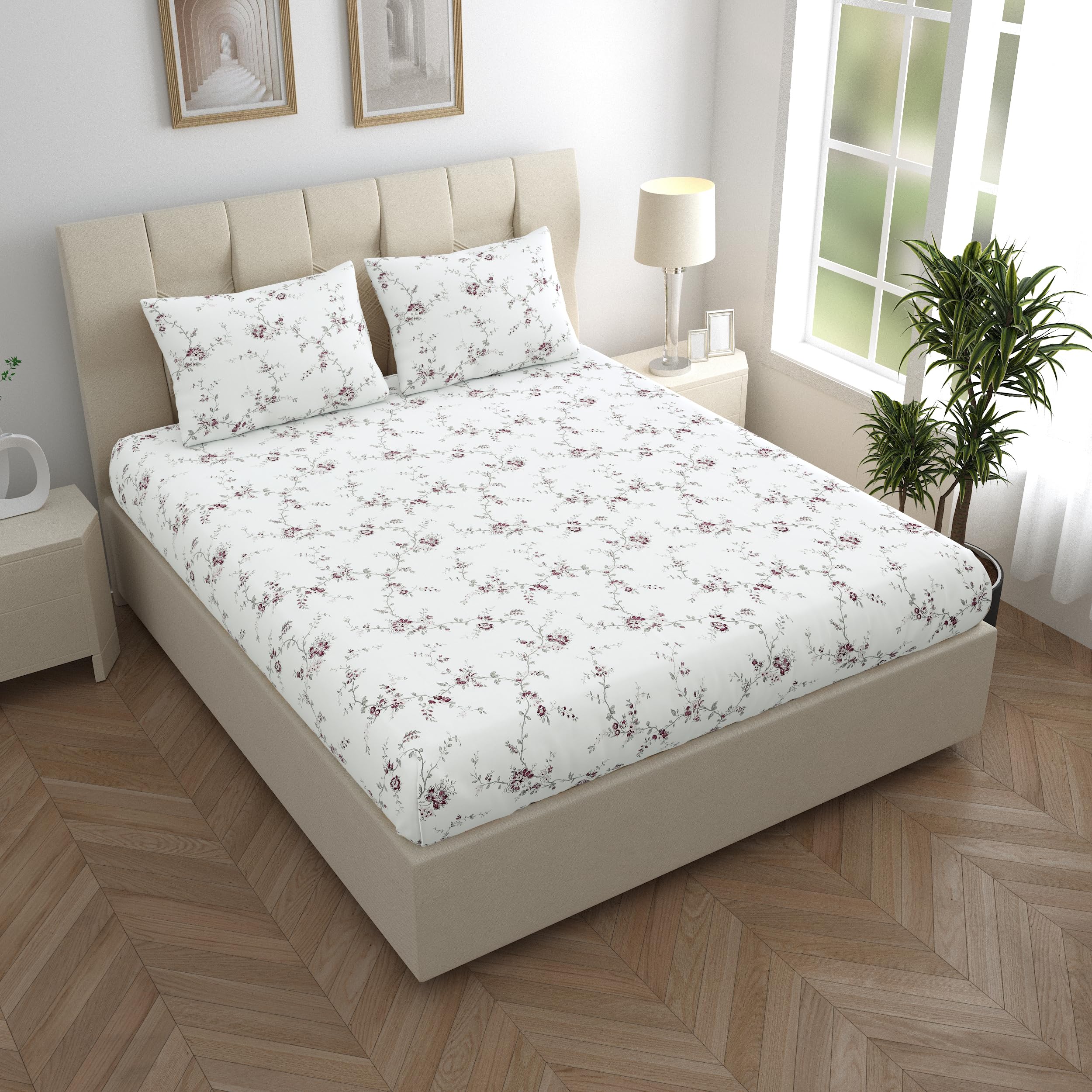 LINENWALAS 100% Cotton Percale Double Size Fitted Sheet Only - Image 2