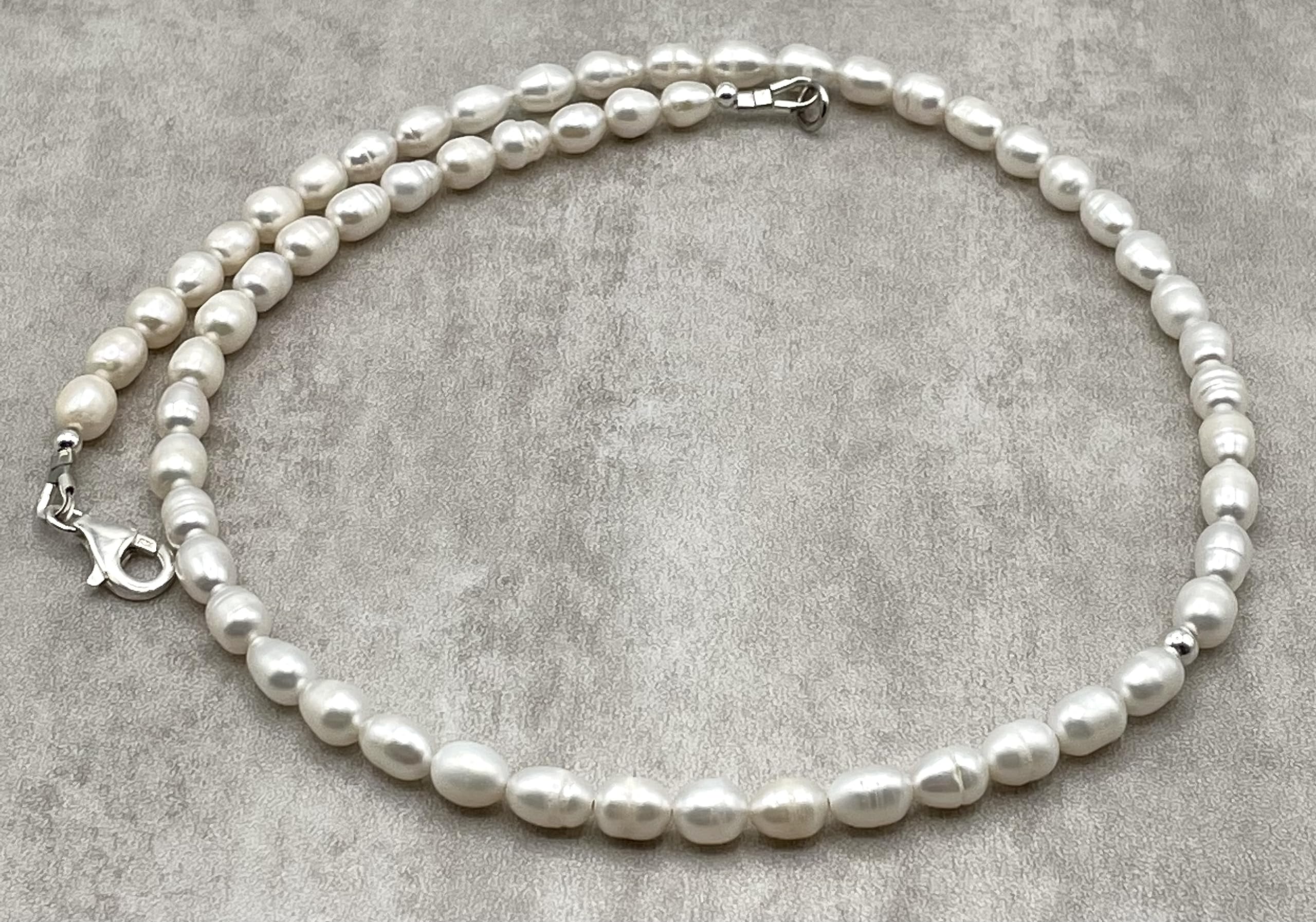 Collana con Perle Bianche d'Acqua Dolce, Girocollo Argento 925, Gioielli Classici, Bijoux Matrimonio, Collana per la Sposa, Regalo per Donne