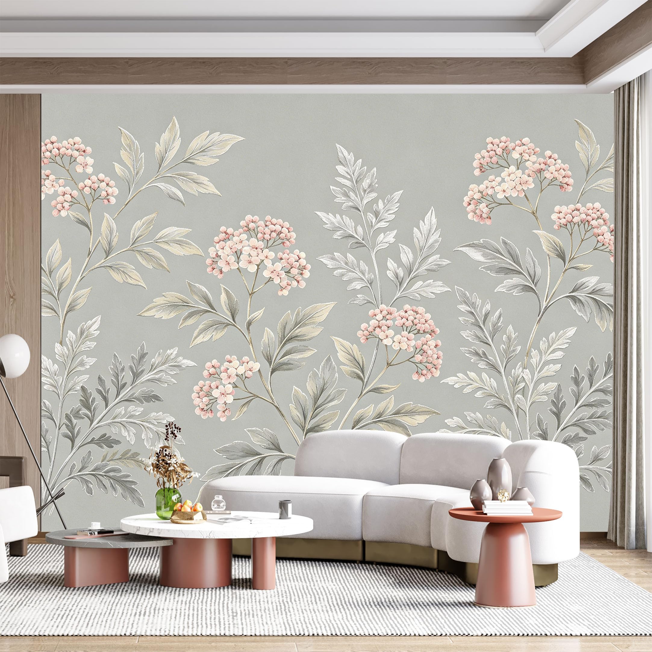 Custom Size Wall Mural Botanical Floral Watercolor Botanical Foliage SelfAdhesive Wall Fabric Removable for Home Office Decor