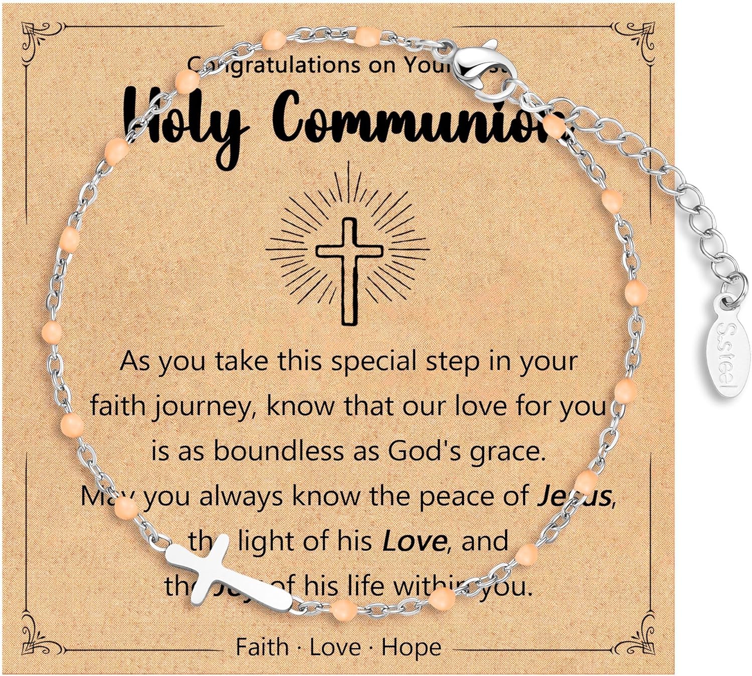 Cross Bracelet for Girls, Easter Basket Stuffers for Teens Girls Baptism Confirmation First Communion Christian Easter Jewelry Gifts