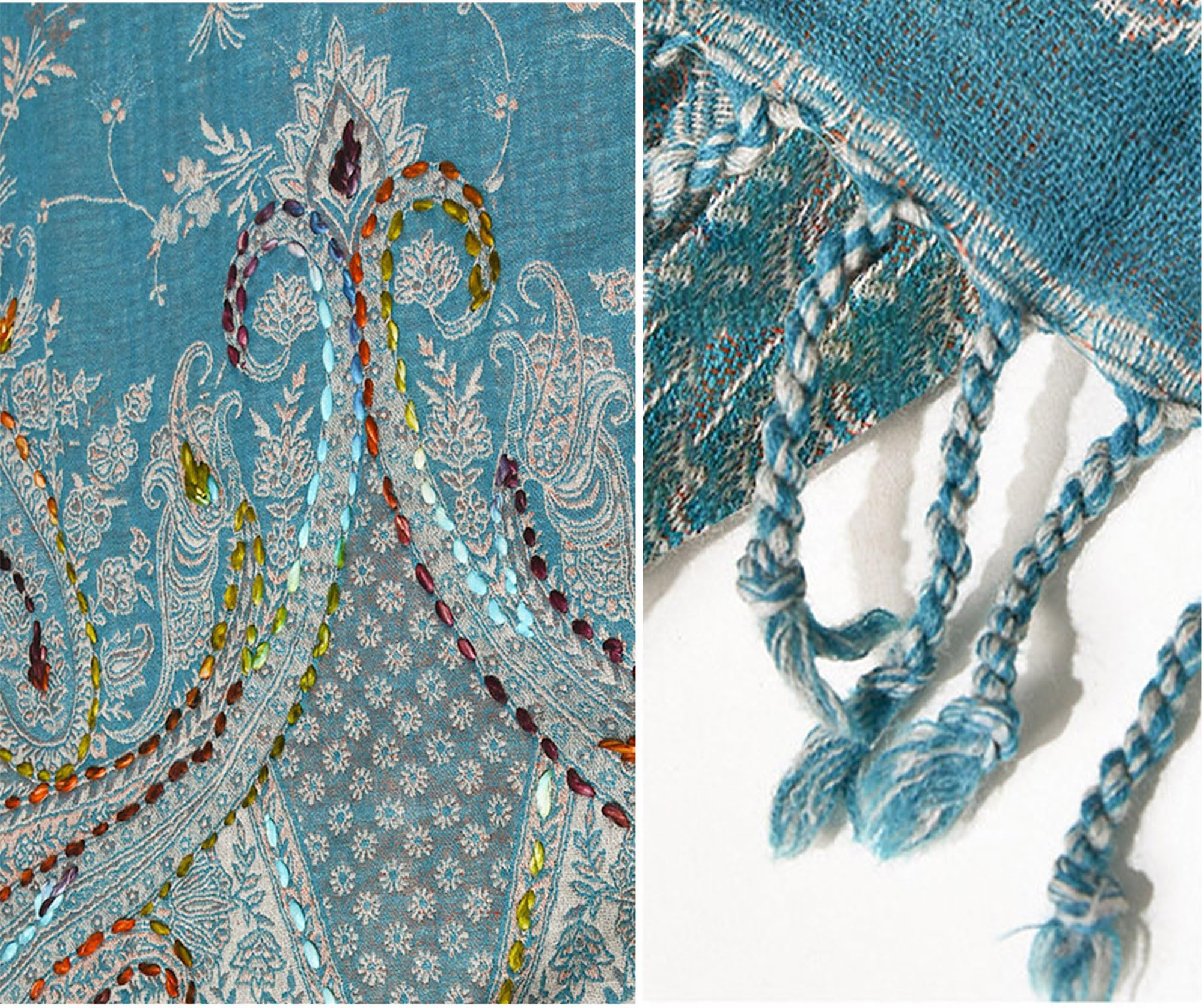 HangErFeng Wełniany szal Paisley szalik ręcznie haftowany owijany frędzle 1660