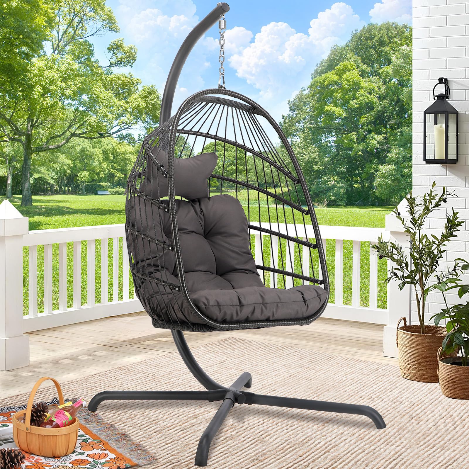 foldable swing chair with stand