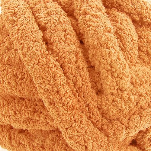 Miniatura 7 de Paquete de 8 hilos gruesos para tejer a ganchillo, hilo de felpilla esponjoso naranja, hilo de felpa suave voluminoso, hilo gigante grueso y mullido